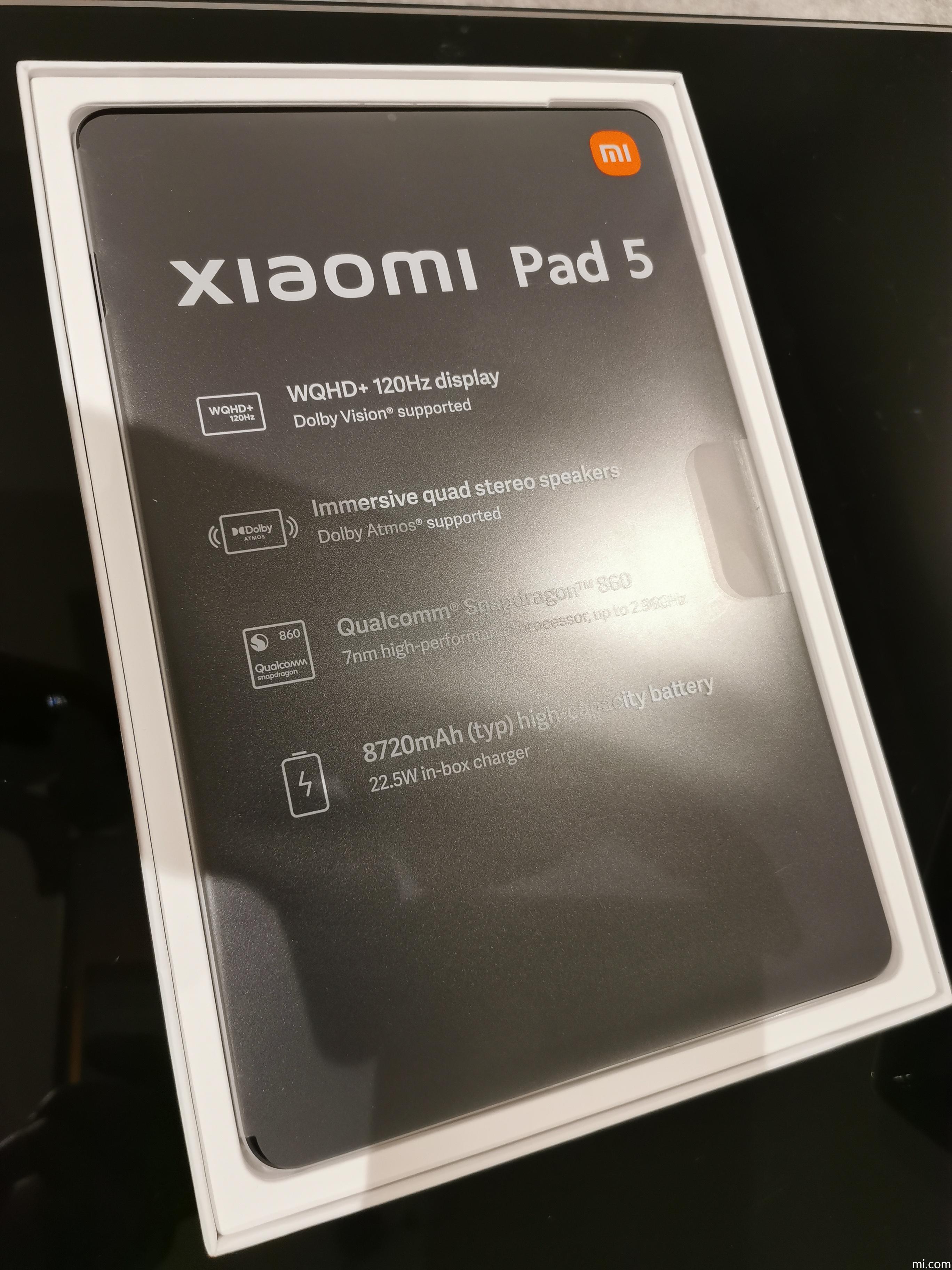 Xiaomi Pad 5 Tablet, 6GB RAM+128GB/256GB ROM, Snapdragon 860, 11” WQHD+  120Hz Display, 8720mAh Battery