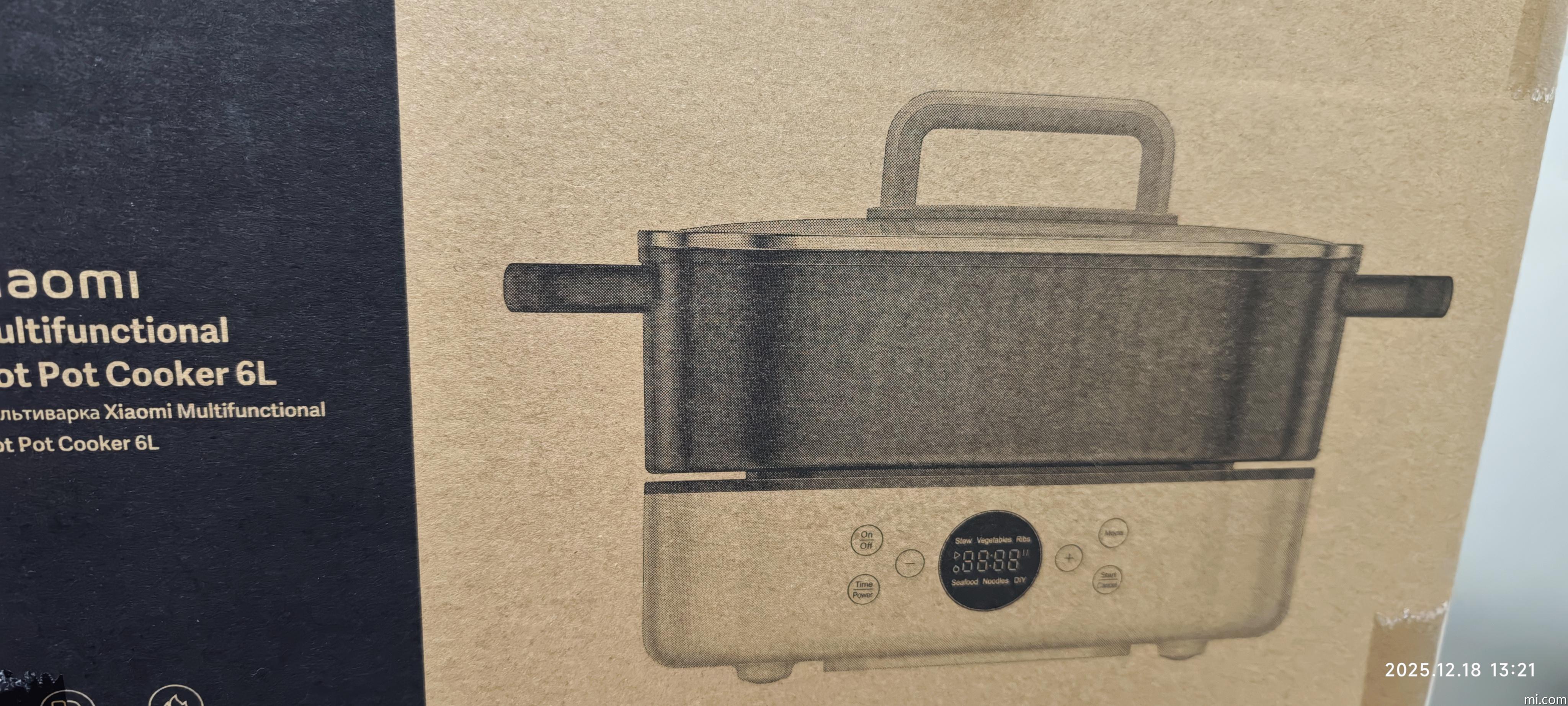 Marmite Multifonction Hot Pot 6L Xiaomi - Pour Fondue, Cuisson Vapeur, Soupe Et Plus (Version UE)