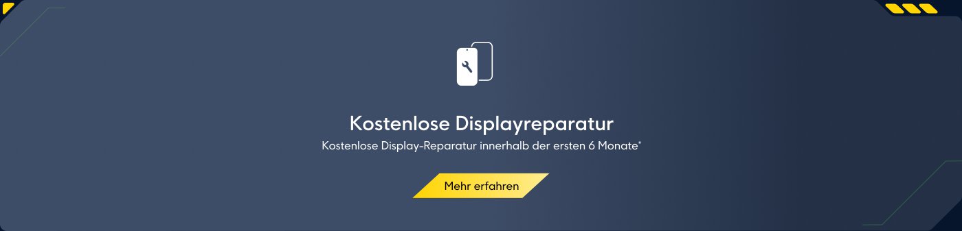 Kostenlose Display-Reparatur innerhalb der ersten 6 Monate. Klicken Sie hier, um mehr Informationen zu erhalten.