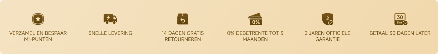 Verzamel en bespaar MI-punten, snelle levering, 14 dagen gratis retourneren, 2 jaar officiële garantie, 3 maanden 0% rente, betalen na 30 dagen.