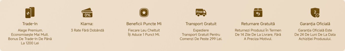 Imaginează-ți patru funcții de servicii, inclusiv „Puncte de beneficii”, „Transport gratuit”, „Returnare gratuită” și „Garanție oficială”, cu un fundal roșu și pictograme simple și clare.