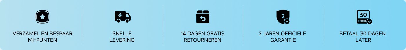 Verzamel en bespaar MI-punten, snelle levering, 14 dagen gratis retourneren, 2 jaar officiële garantie, betalen na 30 dagen.