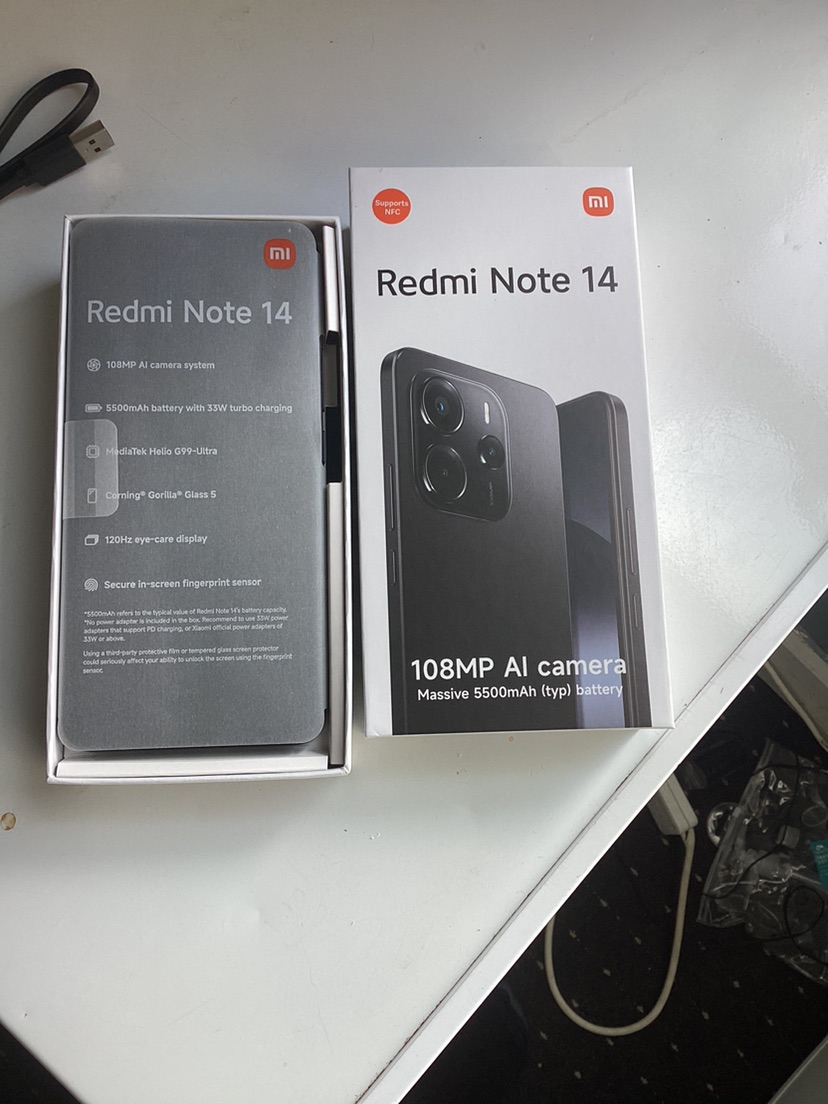 XIAOMI Redmi Note 14 Smartphone 8GB 256GB NFC, Charger Not Included, Black