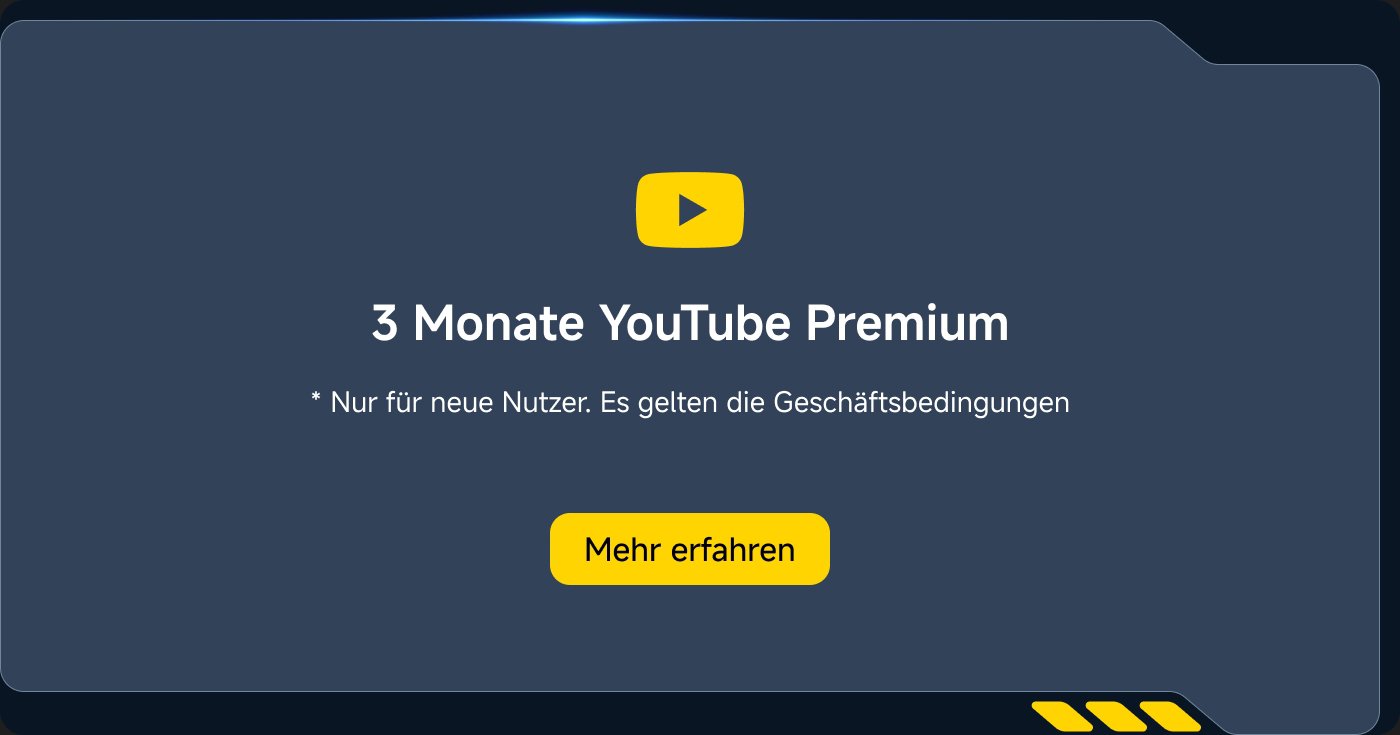 3 Monate YouTube Premium * Nur für neue Nutzer. Es gelten die Geschäftsbedingungen. Mehr erfahren