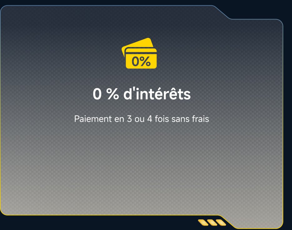 0 % interest  
Payment in 3 or 4 installments with no fees