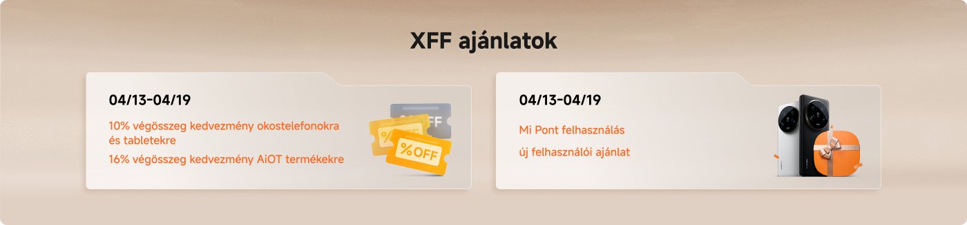 04/13-04/19 között 10% kedvezményt kínálunk mobilokra és táblagépekre, valamint 16% kedvezményt az AiOT termékekre. Ugyanakkor 04/09-04/19 között új felhasználók számára Mi Point használati kedvezmények érhetők el.