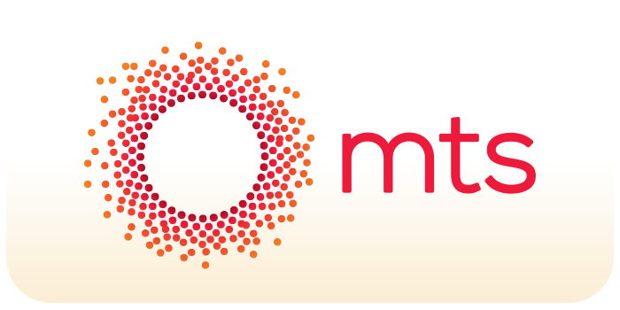 Ovo je znak koji se sastoji od grafike i teksta, pri čemu je grafički deo kružnog oblika sastavljen od više tačaka, a boja prelazi iz crvene u narandžastu, pored se nalaze slova "mts" u crvenoj boji. Celokupan dizajn je jednostavan i moderan.