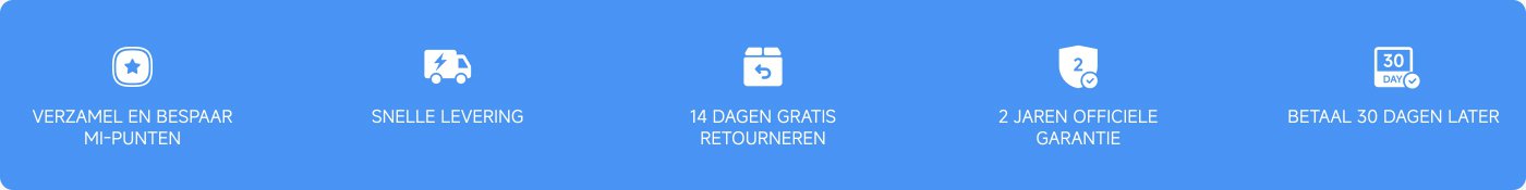 Verzamel en bespaar MI-punten, snelle levering, 14 dagen gratis retourneren, 2 jaar officiële garantie, betaling na 30 dagen.